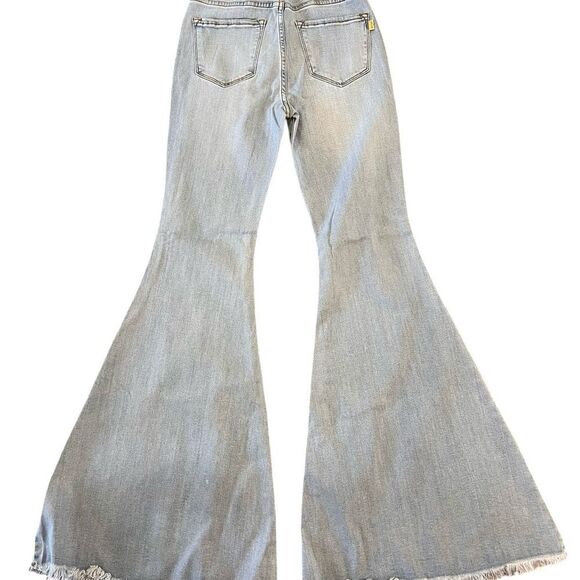 Vibrant Light Blue Flare Jeans - Picture 3 of 5